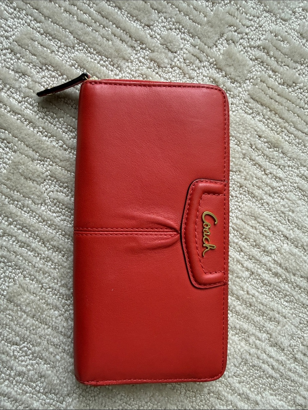 Coach Coral Leather Zip-Around Wallet
